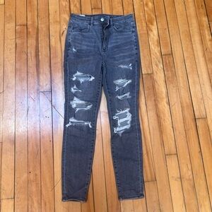American Eagle Outfitters Gray Skinny Jeans Modern Distressed